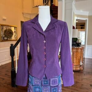 chadwick's purple faux suede fitted blazer y2k vintage petite xs s
